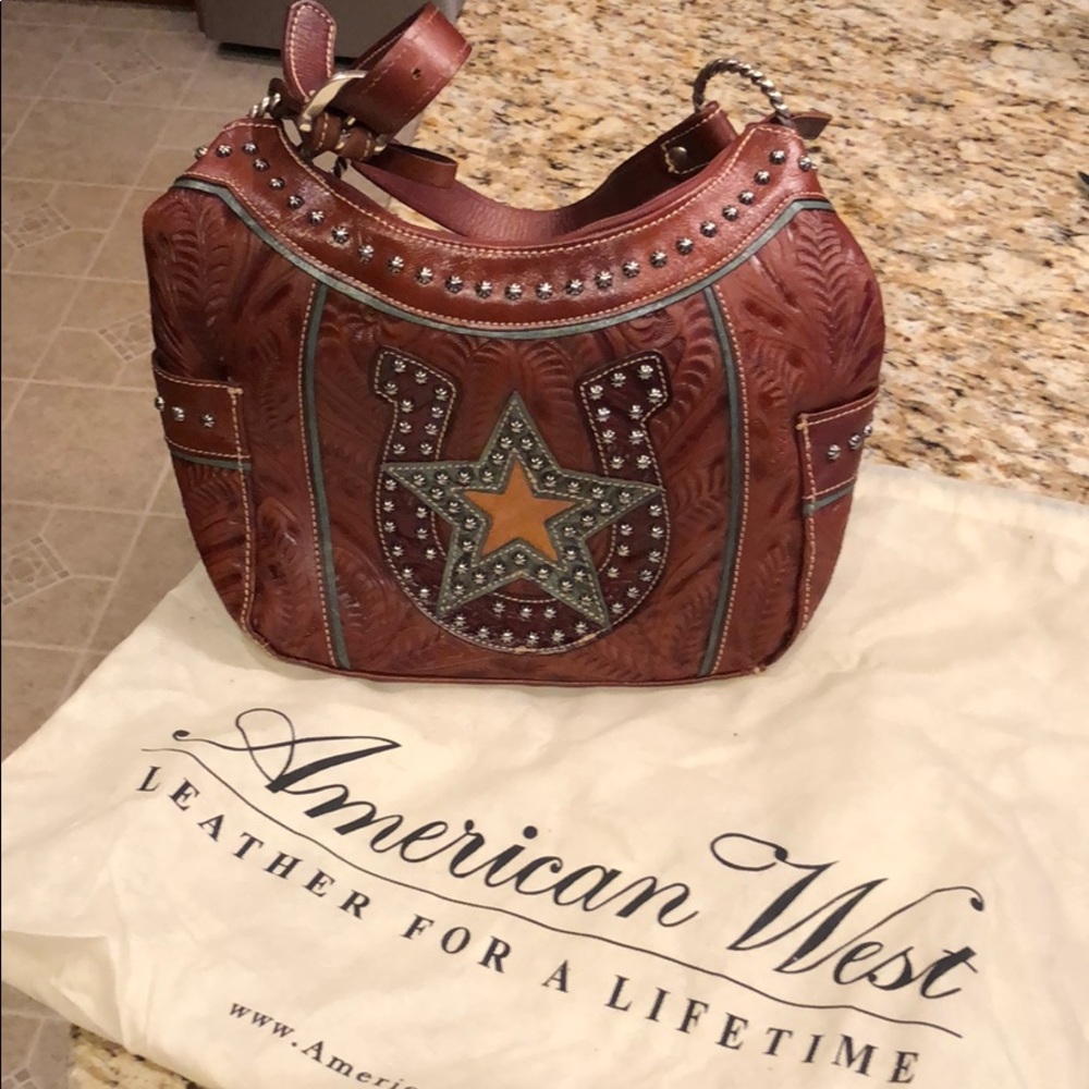 American West Tooled Western Cowgirl Horseshoe Bag